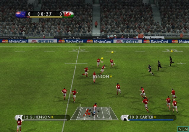 In-game screen of the game Rugby 08 on Sony Playstation 2