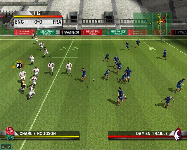 In-game screen of the game Rugby Challenge 2006 on Sony Playstation 2