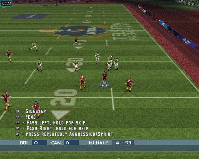 In-game screen of the game Rugby League on Sony Playstation 2