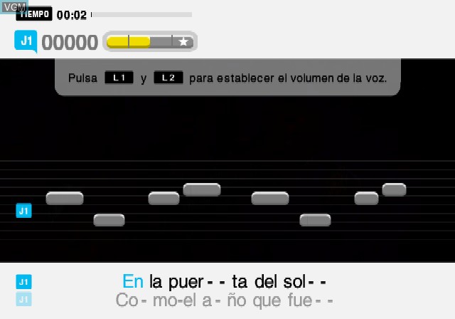 In-game screen of the game SingStar La Edad de Oro del Pop Espanol on Sony Playstation 2