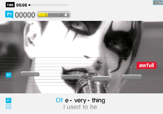 In-game screen of the game SingStar Pop on Sony Playstation 2