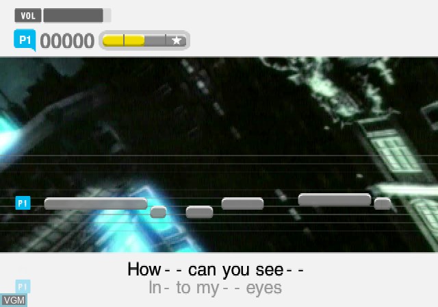 In-game screen of the game SingStar Pop Vol. 2 on Sony Playstation 2
