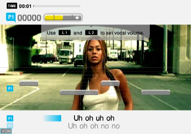 In-game screen of the game SingStar Popworld on Sony Playstation 2