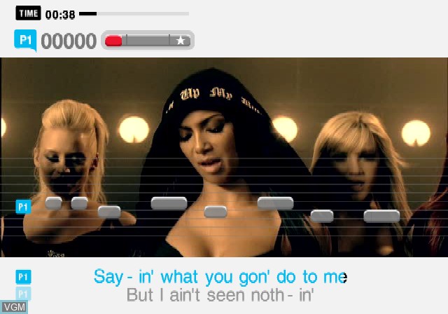 In-game screen of the game SingStar R&B on Sony Playstation 2