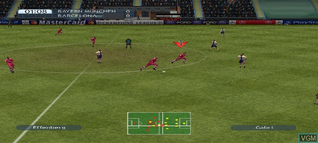 In-game screen of the game UEFA Champions League Season 2001/2002 on Sony Playstation 2
