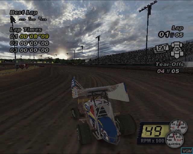 In-game screen of the game World of Outlaws - Sprint Cars on Sony Playstation 2