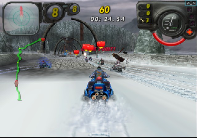 In-game screen of the game Arctic Thunder on Sony Playstation 2