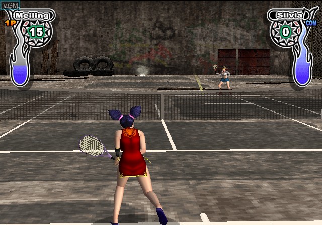 In-game screen of the game Simple 2000 Series Ultimate Vol. 26 - Love * Smash! 5.1 - Tennis Robo no Hanran on Sony Playstation 2