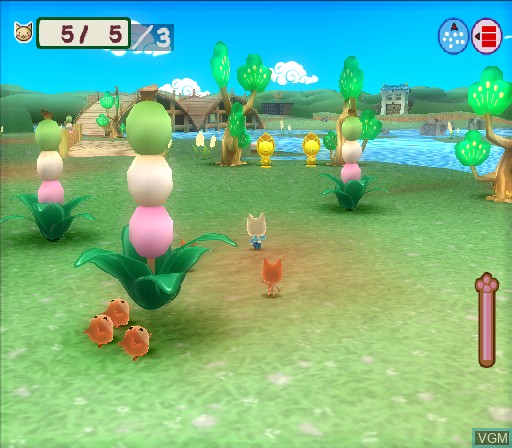 In-game screen of the game Simple 2000 Series Vol. 116 - The Neko-Mura no Ninnin - Pagu Daikan no Akugyou Sanmai on Sony Playstation 2