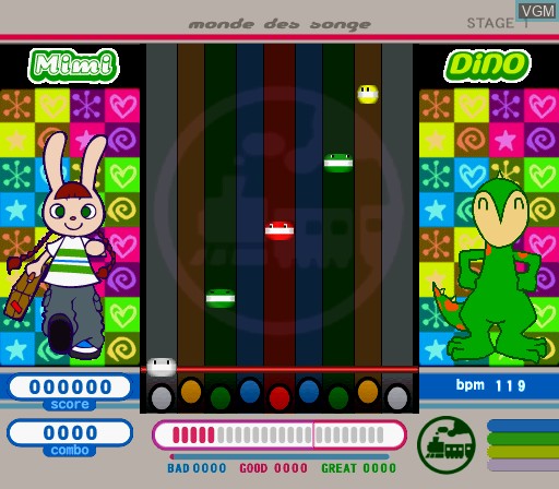 In-game screen of the game Pop'n Music 11 on Sony Playstation 2
