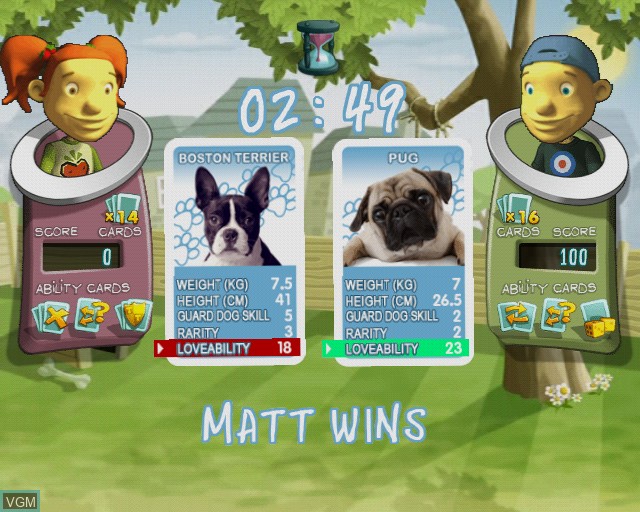 In-game screen of the game Top Trumps - Dogs & Dinosaurs on Sony Playstation 2
