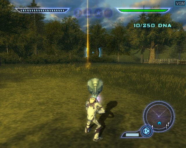 In-game screen of the game Destroy All Humans! on Sony Playstation 2