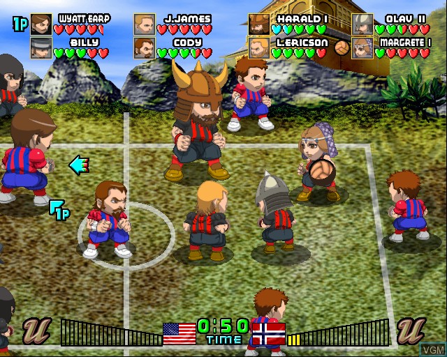 In-game screen of the game DodgeBall on Sony Playstation 2