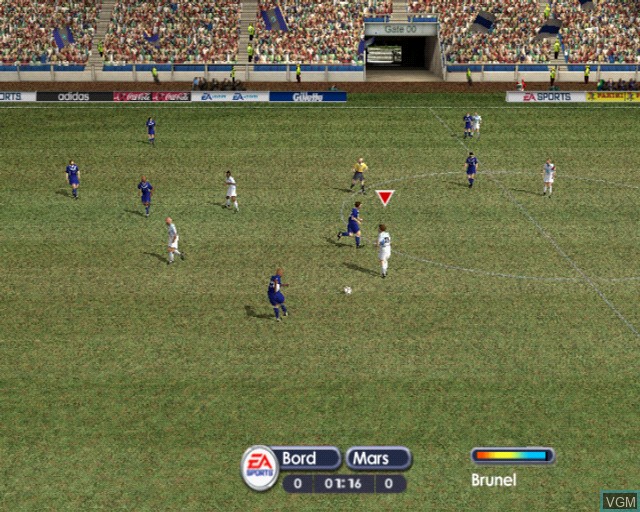 In-game screen of the game FIFA Football 2002 on Sony Playstation 2