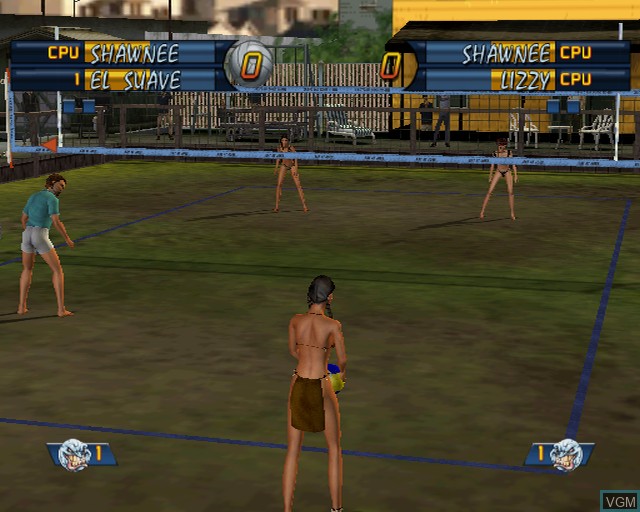 In-game screen of the game Outlaw Volleyball Remixed on Sony Playstation 2
