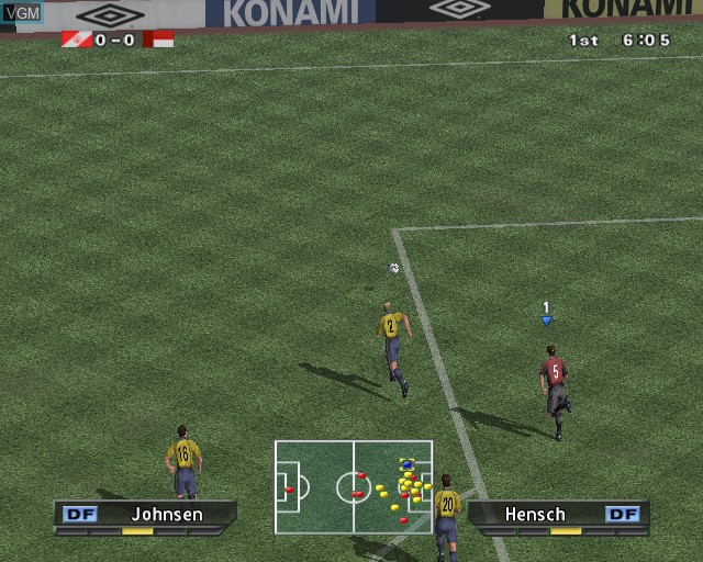 In-game screen of the game Pro Evolution Soccer on Sony Playstation 2