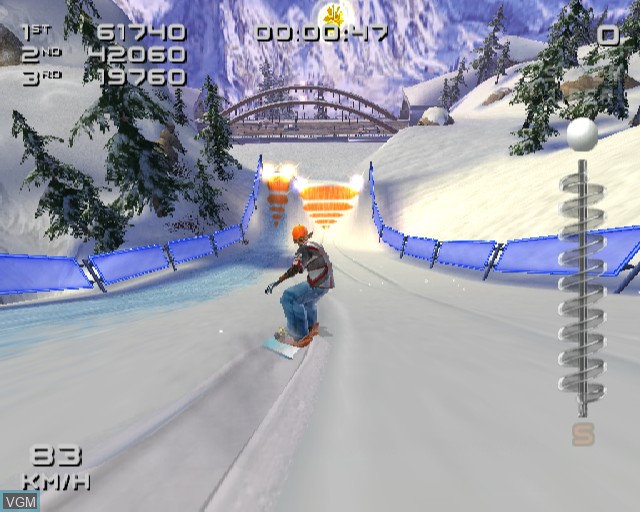 In-game screen of the game SSX 3 on Sony Playstation 2