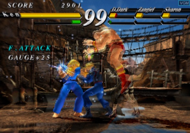 In-game screen of the game Street Fighter EX3 on Sony Playstation 2
