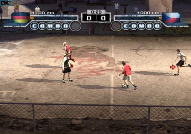In-game screen of the game FIFA Street on Sony Playstation 2