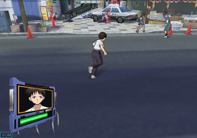In-game screen of the game Meitantei Evangelion on Sony Playstation 2