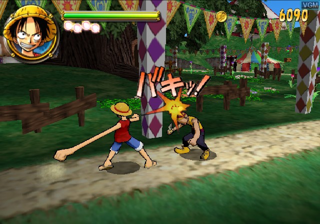 In-game screen of the game One Piece - Pirates Carnival on Sony Playstation 2