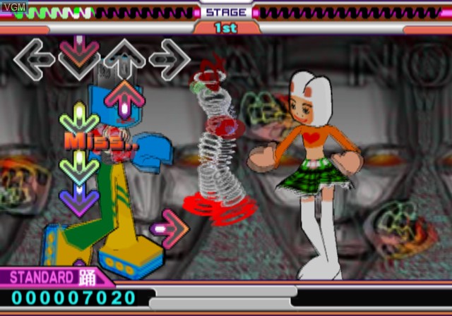 In-game screen of the game Dance Dance Revolution Party Collection on Sony Playstation 2