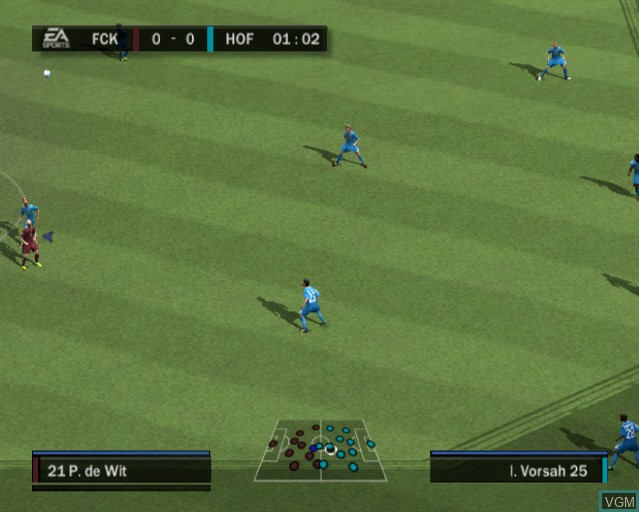 In-game screen of the game FIFA 12 on Sony Playstation 2