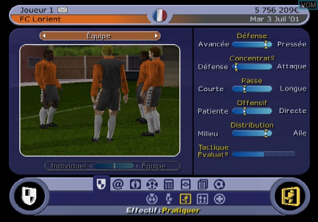 In-game screen of the game Roger Lemerre - La Sélection des Champions 2002 on Sony Playstation 2