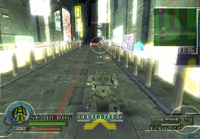 In-game screen of the game Soukou Kihei Votoms on Sony Playstation 2