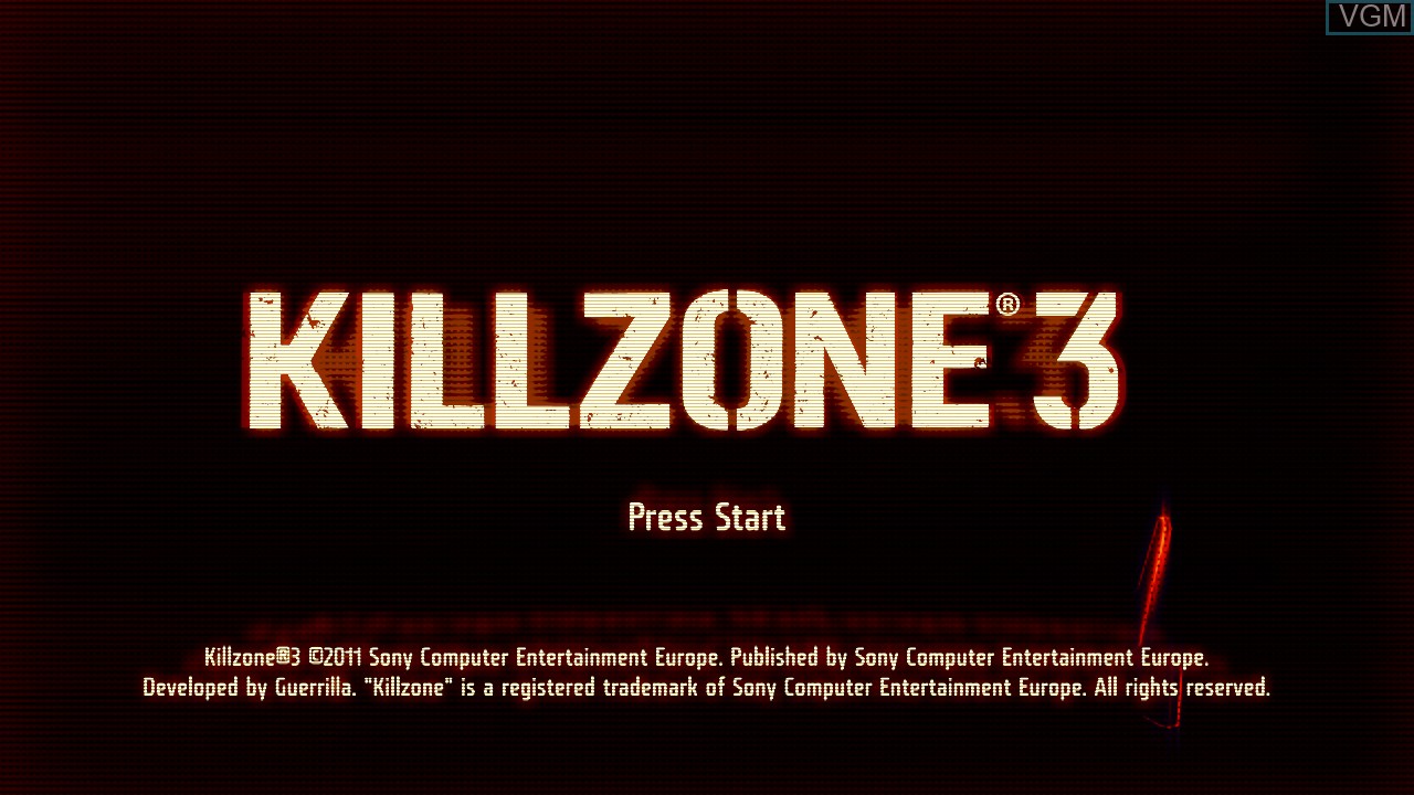 Title screen of the game Killzone 3 on Sony Playstation 3