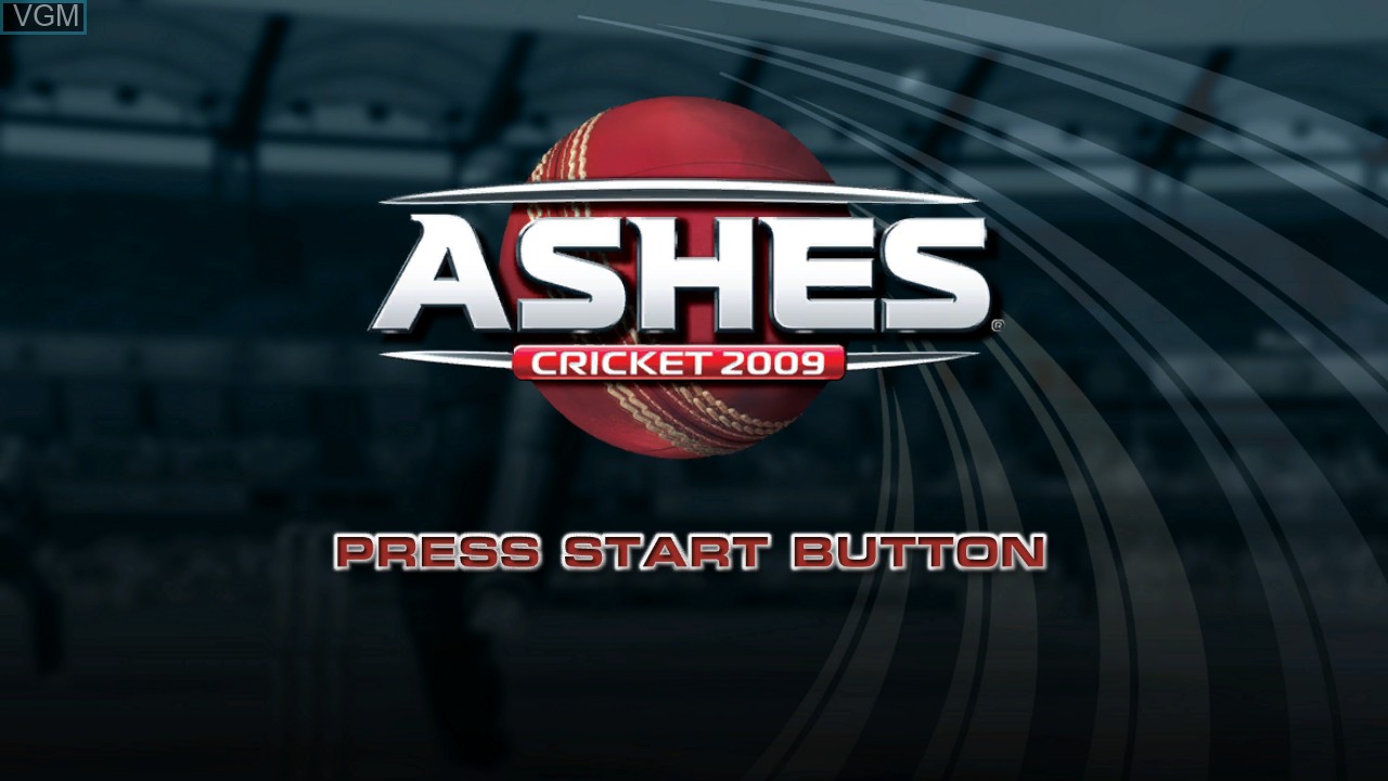 Title screen of the game Ashes Cricket 2009 on Sony Playstation 3.