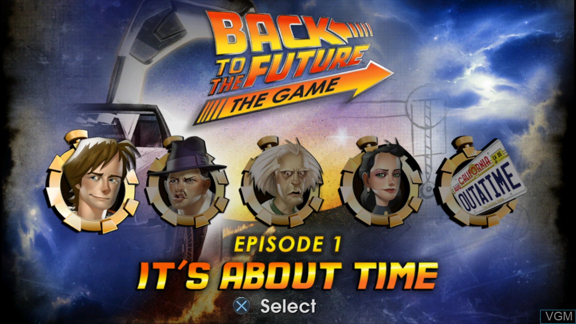 Title screen of the game Back to the Future - The Game on Sony Playstation 3