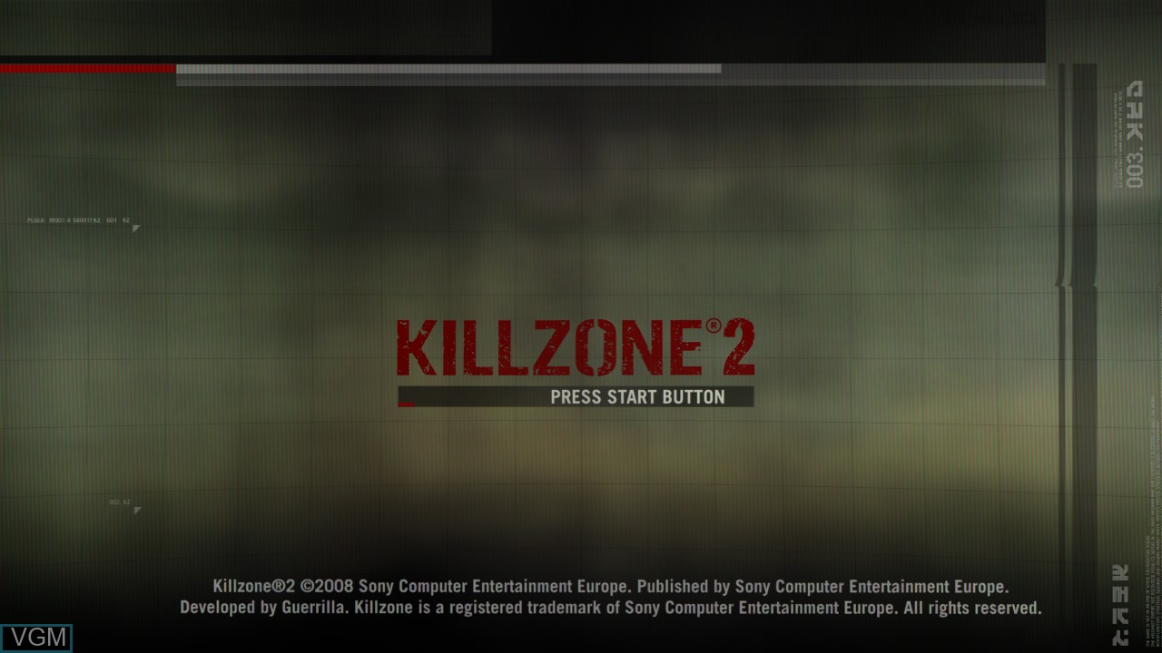Title screen of the game Killzone 2 on Sony Playstation 3