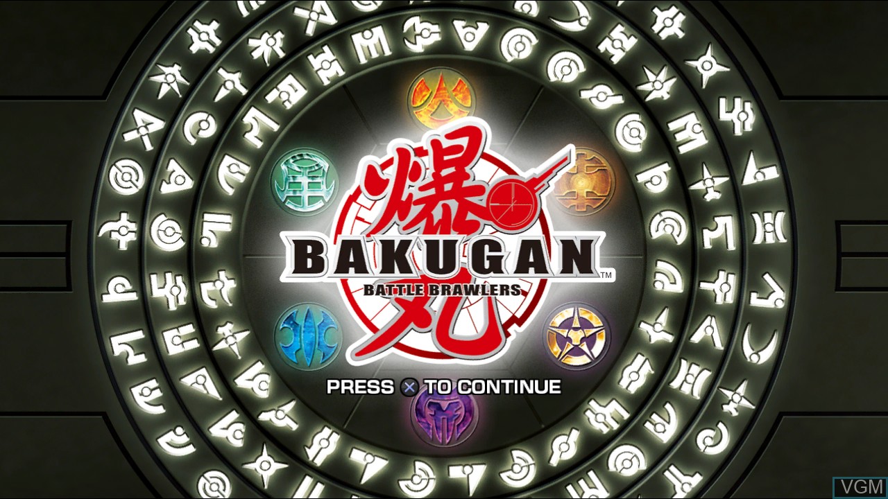 Title screen of the game Bakugan Battle Brawlers on Sony Playstation 3