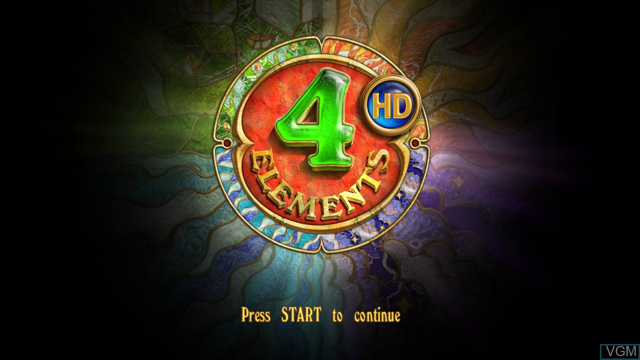 Title screen of the game 4 Elements HD on Sony Playstation 3