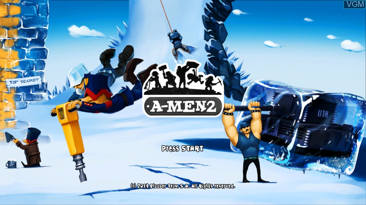 Title screen of the game A-Men 2 on Sony Playstation 3