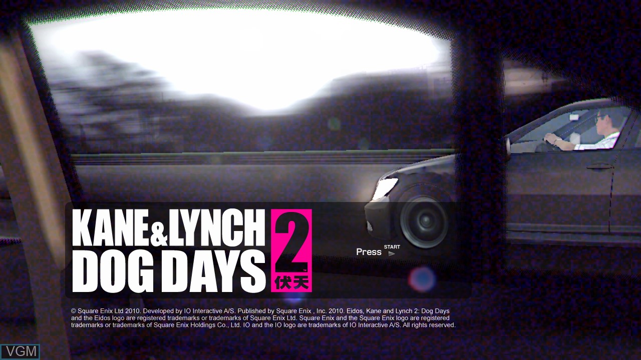 Title screen of the game Kane & Lynch 2 - Dog Days on Sony Playstation 3