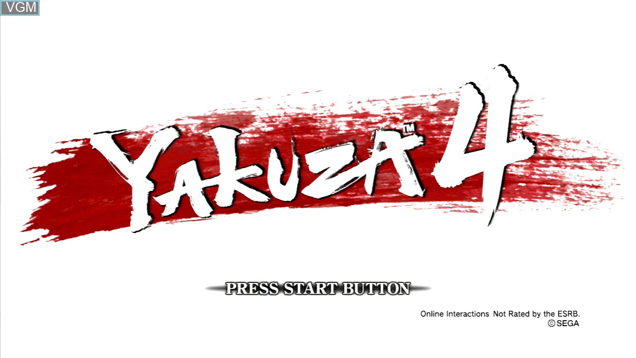 Title screen of the game Yakuza 4 on Sony Playstation 3