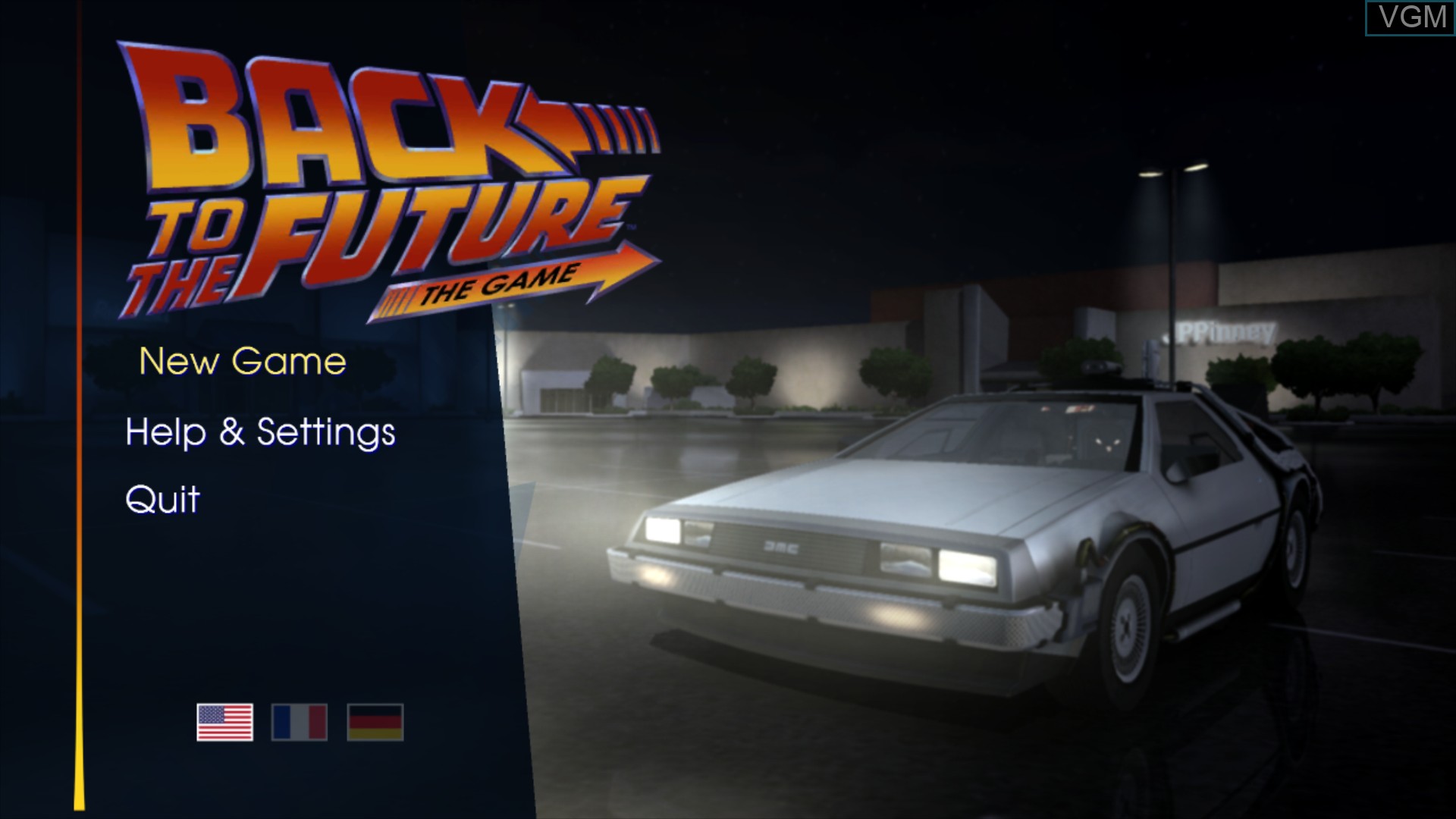 Menu screen of the game Back to the Future - The Game on Sony Playstation 3