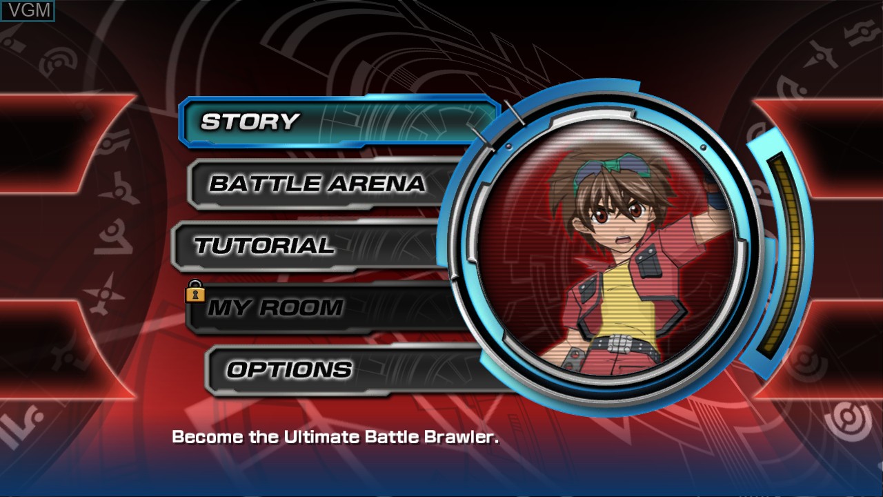 Menu screen of the game Bakugan Battle Brawlers on Sony Playstation 3