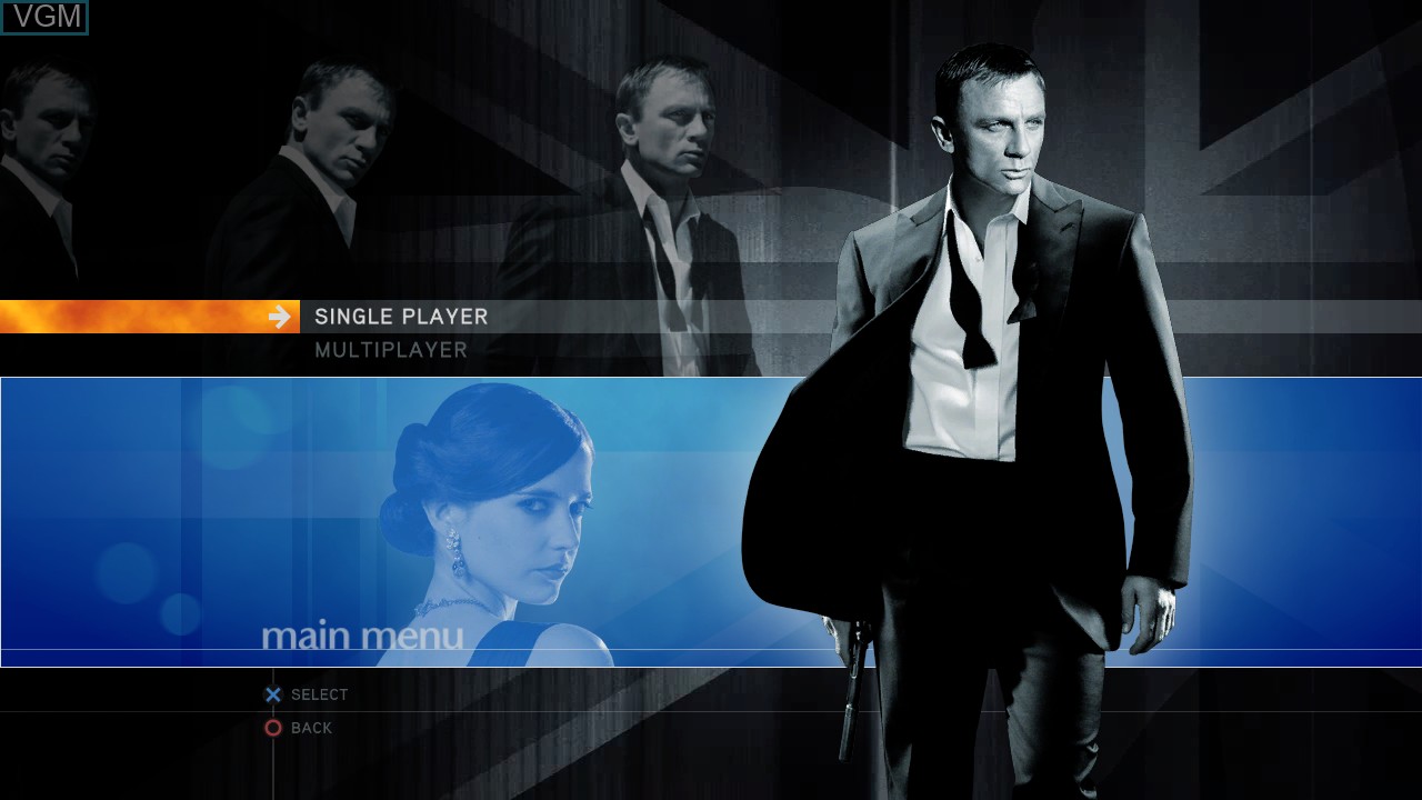 Menu screen of the game 007 - Quantum of Solace on Sony Playstation 3