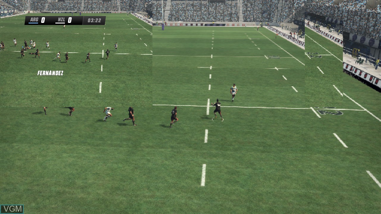 In-game screen of the game Rugby Challenge 3 on Sony Playstation 3