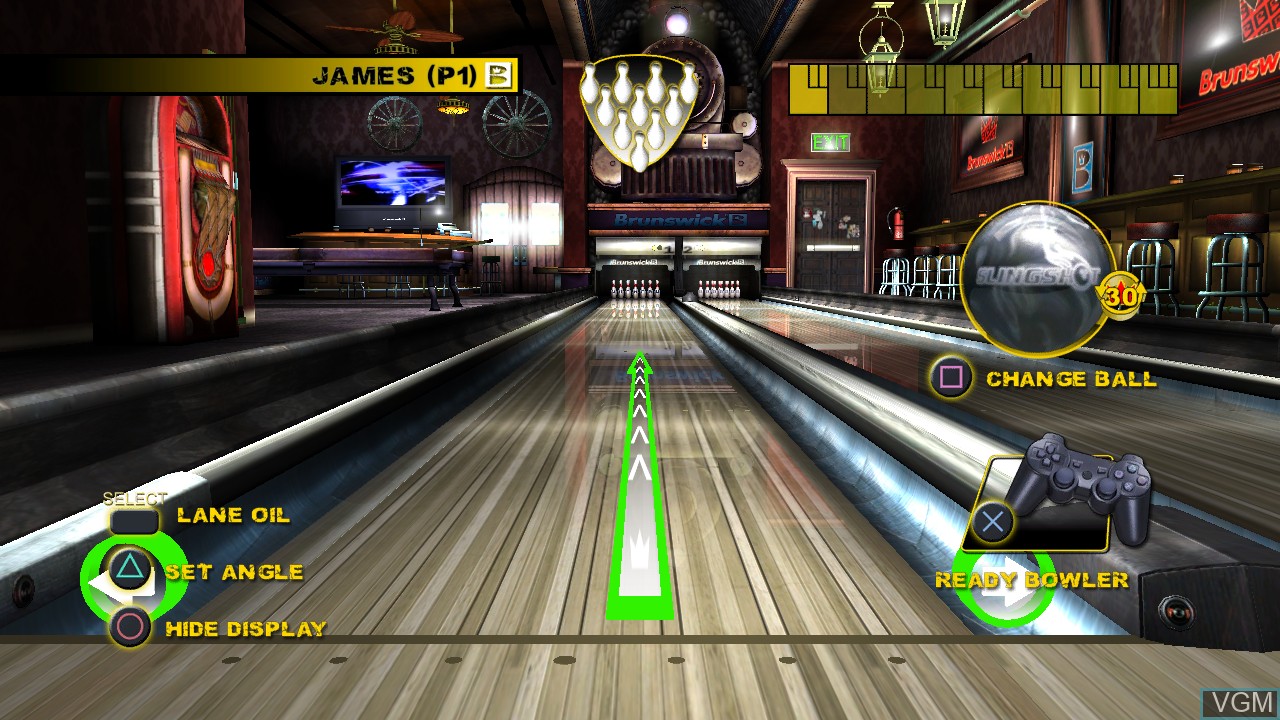 In-game screen of the game Brunswick Pro Bowling on Sony Playstation 3