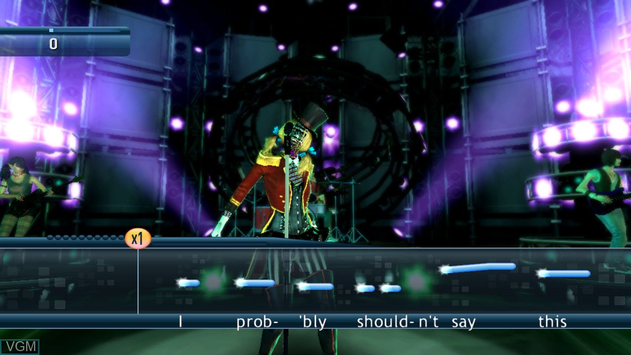 In-game screen of the game Karaoke Revolution on Sony Playstation 3