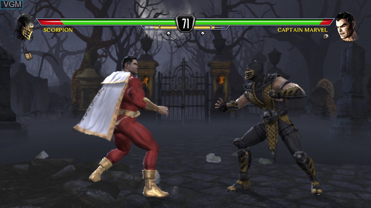 In-game screen of the game Mortal Kombat vs. DC Universe on Sony Playstation 3