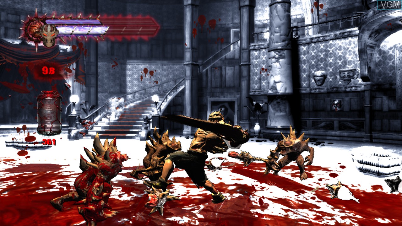 In-game screen of the game Splatterhouse on Sony Playstation 3