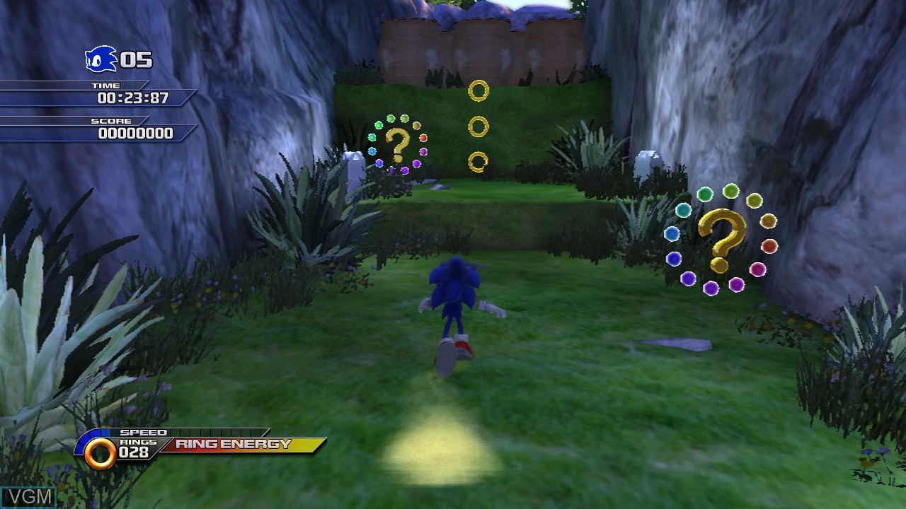 In-game screen of the game Sonic Unleashed on Sony Playstation 3
