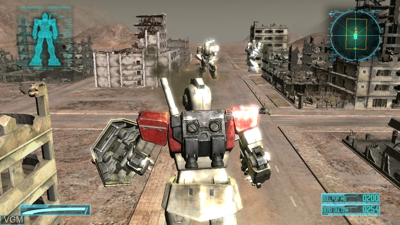 In-game screen of the game Mobile Suit Gundam - Target In Sight on Sony Playstation 3