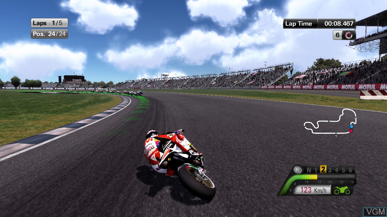 In-game screen of the game MotoGP 13 on Sony Playstation 3