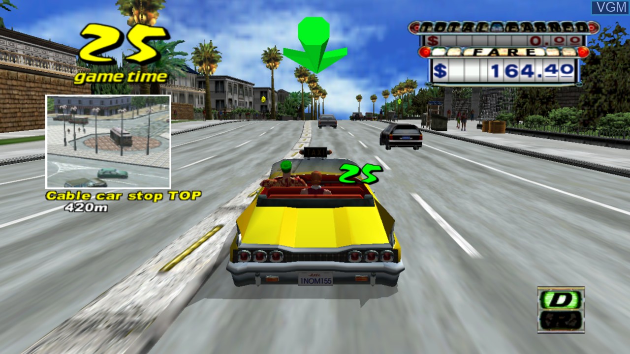 In-game screen of the game Crazy Taxi on Sony Playstation 3